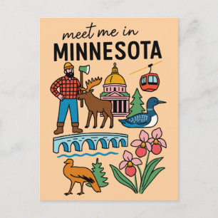 Carte Postale Rencontrez-Moi Dans Le Minnesota Loon Moose Lumber