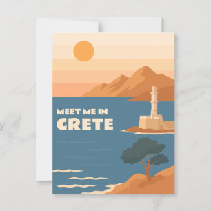 Carte Postale Rencontrez-moi en Crète : Phare Minimaliste de Cha