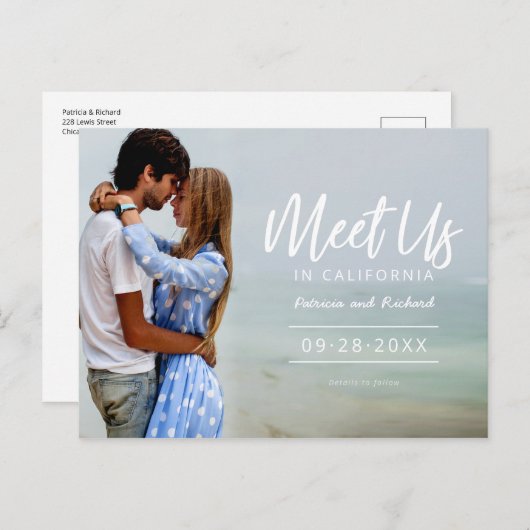 Carte Postale Rencontrez-Nous Dans Mariage Destination Enregistr (Devant / Derrière)