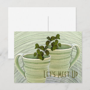 Carte Postale Rencontrons-nous Tasses vertes Brins de menthe Pho