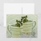 Carte Postale Rencontrons-nous Tasses vertes Mugs Brindilles de (Devant / Derrière)