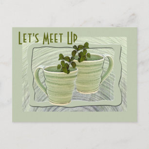 Carte Postale Rencontrons-nous Tasses Vertes Tiges de Menthe Pho