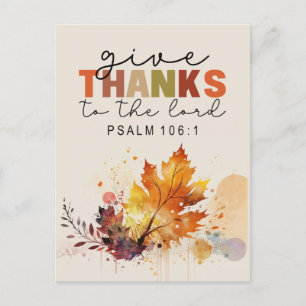Carte Postale Rendez grâce au Seigneur Verset biblique de Thanks