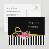 Carte Postale Rendez-vous Faux Ciseaux Or Rose Floral Salon (Devant / Derrière)
