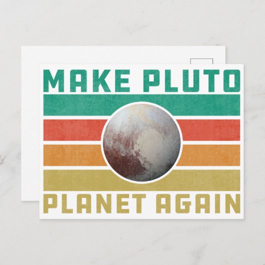 Carte Postale Rendre l'astronomie spatiale rétro à Pluto Planet (Devant / Derrière)