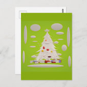 Carte Postale Rendre Noël super à nouveau pale vert neige bauble (Devant / Derrière)