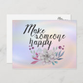 Carte Postale Rendre quelqu'un heureux FLEURS (Devant / Derrière)