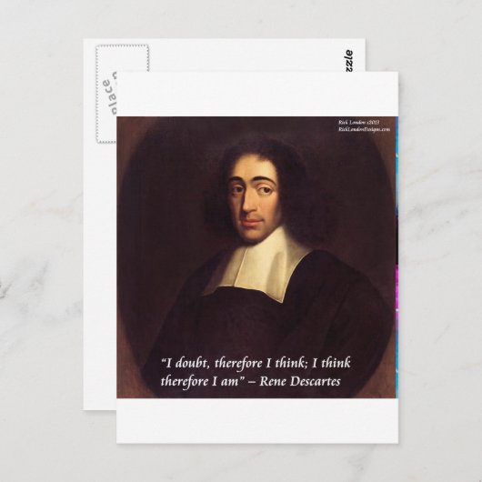 Carte Postale René Descarte Je Pense Donc Je Suis Cité (Devant / Derrière)