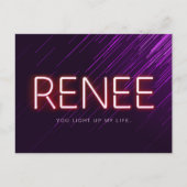 Carte Postale Renee nom dans lumière néon brillant nouveauté (Devant)