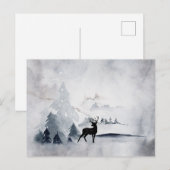 Carte Postale Rennes dans l'Aquarelle gris sauvage Noël (Devant / Derrière)