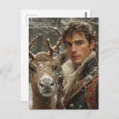 Carte Postale rennes d'Imaginaire et un bel homme Noël (Devant / Derrière)