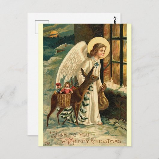 Carte Postale Rennes et anges de Noël (Devant / Derrière)