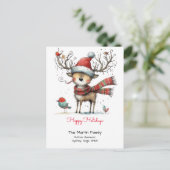 Carte Postale Rennes fantaisistes avec un chapeau de Père Noël J (Debout devant)