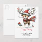 Carte Postale Rennes fantaisistes avec un chapeau de Père Noël J (Devant / Derrière)