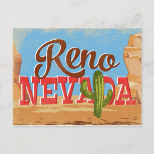 Carte Postale Reno Nevada Cartoon Vintage voyage du désert