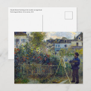 Carte Postale Renoir - Claude Monet Peinture dans son jardin