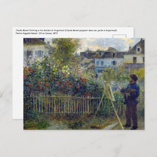 Carte Postale Renoir - Claude Monet Peinture dans son jardin (Devant / Derrière)