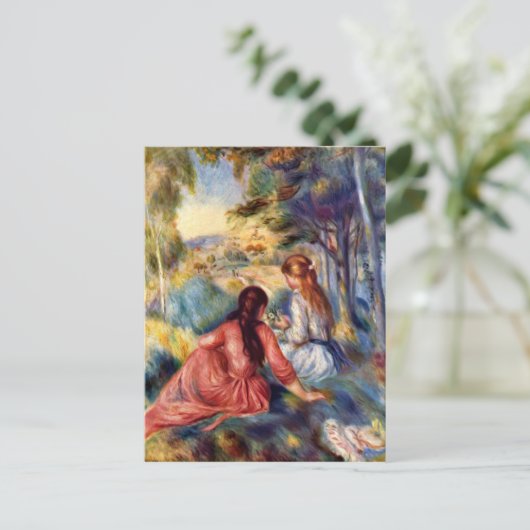Carte Postale Renoir : Deux Filles Assises dans l'Herbe (Debout devant)