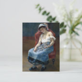 Carte Postale Renoir Dormir Fille Avec Chat Art Classique (Debout devant)