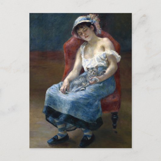 Carte Postale Renoir Dormir Fille Avec Chat Art Classique (Devant)