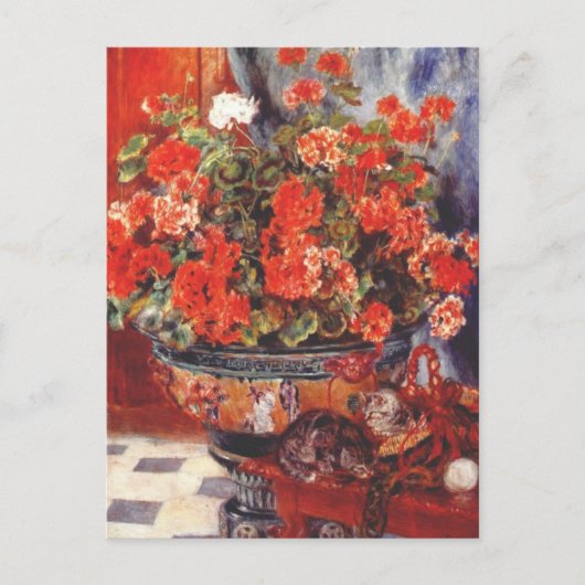 Carte Postale Renoir, Geraniums et Chats (Devant)