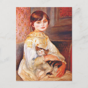 Carte Postale Renoir Girl with Cat Postcard