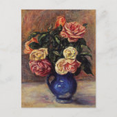 Carte Postale Renoir - Roses dans un Vase Bleu (Devant)