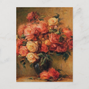 Carte Postale Renoir's Roses in a Vase Still Life