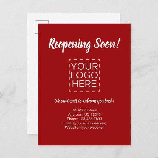 Carte Postale Réouverture Bientôt Entreprise Réouverture Faire-p (Devant / Derrière)