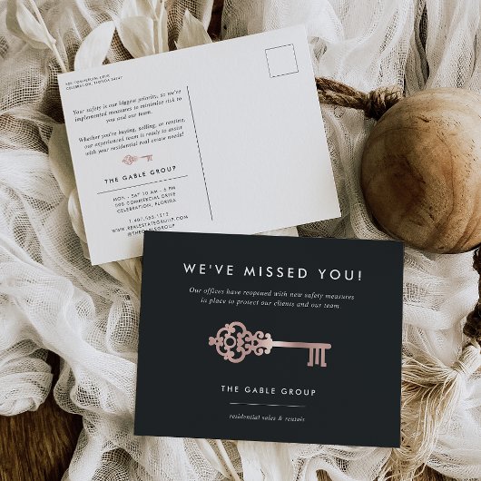 Carte Postale Réouverture de l'entreprise immobilière à clé vint