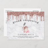 Carte Postale Réouverture du Salon de Manucure Rose Gold Sécurit (Devant / Derrière)