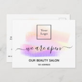 Carte Postale Réouverture salon de beauté clair blanc cils paste (Devant / Derrière)