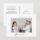 Carte Postale Répandre Joie, Joyeux voeux de Noël, Photo de fami (Devant / Derrière)