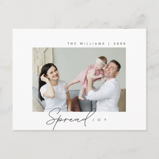 Carte Postale Répandre Joie, Joyeux voeux de Noël, Photo de fami (Devant)