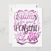 Carte Postale Réparez votre queue de cheval et réessayez (Devant / Derrière)