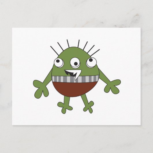 Carte Postale repère le monstre vert idiot (Devant)