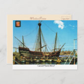 Carte Postale Replica Caravel, "Santa Maria" (Devant / Derrière)