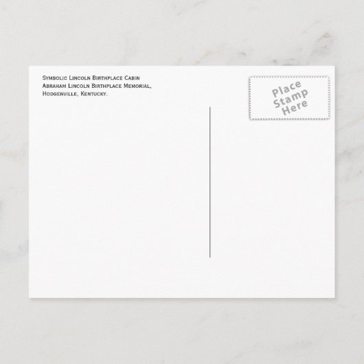 Carte Postale Réplique de Cabine Abraham Lincoln BIrthplace (Dos)