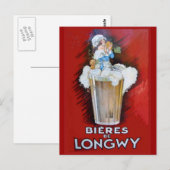 Carte Postale Réplique publicitaire Vintage, Bieres de Longwy (Devant / Derrière)