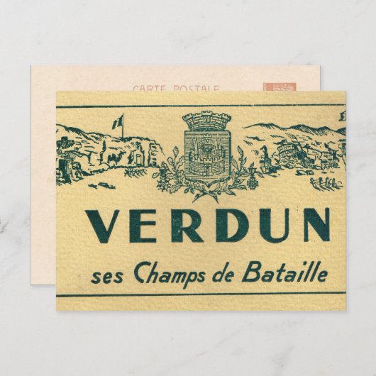 Carte Postale Réplique Verdun, Champs de bataille (Devant / Derrière)
