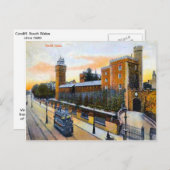 Carte Postale Réplique Vintage Image, cardiff, château, tramway (Devant / Derrière)