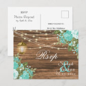 Carte Postale Répondre - Bois, Lanternes et Fleur sarcelle (Devant / Derrière)