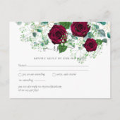 Carte Postale Réponse au mariage Burgundy Rose Sage Eucalyptus (Devant)