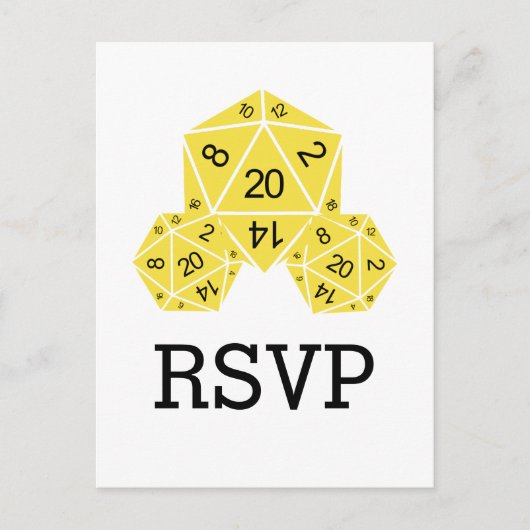Carte postale Réponse aux dés D20 jaune (Devant)