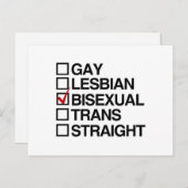 CARTE POSTALE RÉPONSE BISEXUAL (Devant / Derrière)