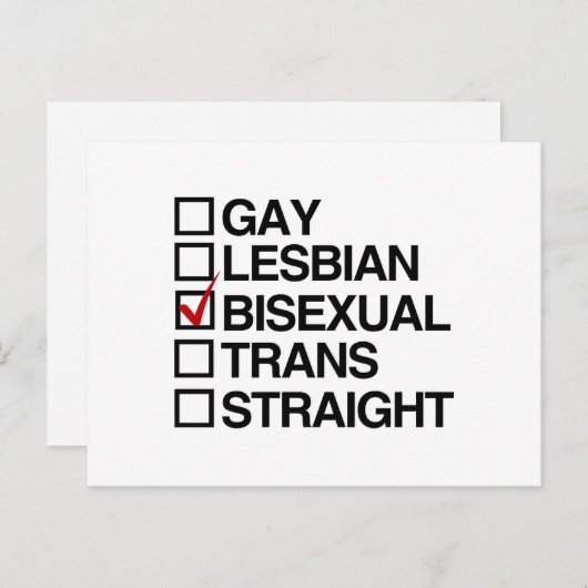 CARTE POSTALE RÉPONSE BISEXUAL (Devant / Derrière)