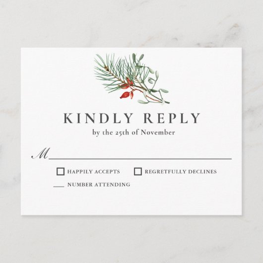 Carte Postale Réponse botanique simple pour les fêtes (Devant)