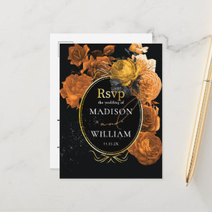 Carte Postale Réponse de choix de repas de mariage floral orange