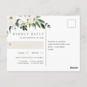 Carte Postale Réponse de choix de repas de mariage floral White  (Dos)