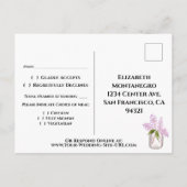 Carte Postale Réponse de mariage aux lilas rustiques avec bois d (Dos)